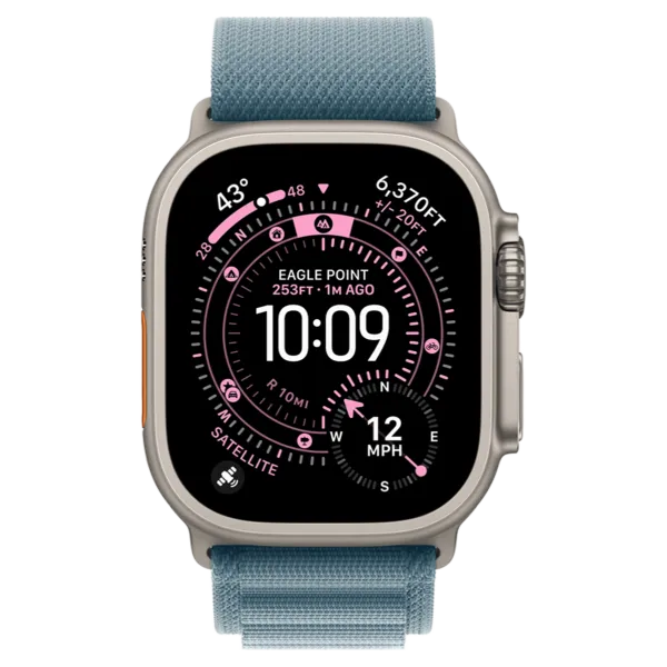 Apple Watch Ultra 3 GPS + Cellular 49mm Natural Titanium Case with Light Blue Alpine Loop - Large