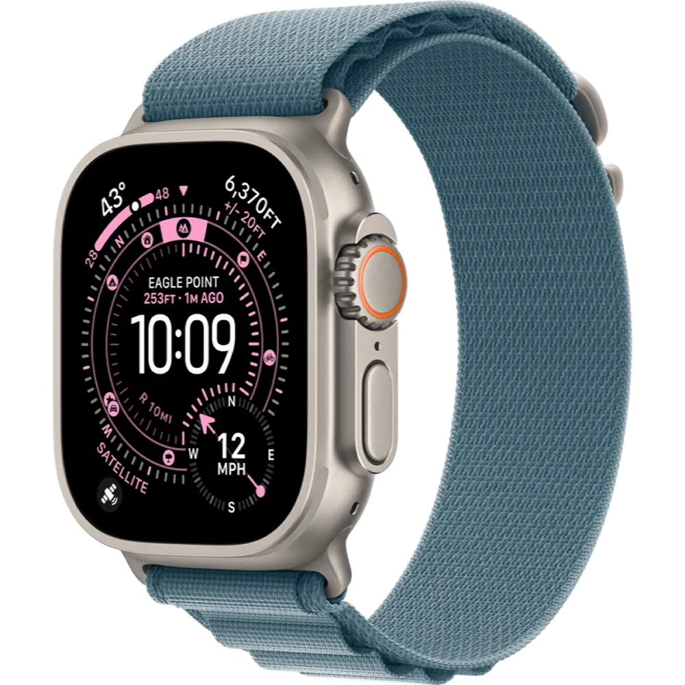 Apple Watch Ultra 3 GPS + Cellular 49mm Natural Titanium Case with Light Blue Alpine Loop - Large