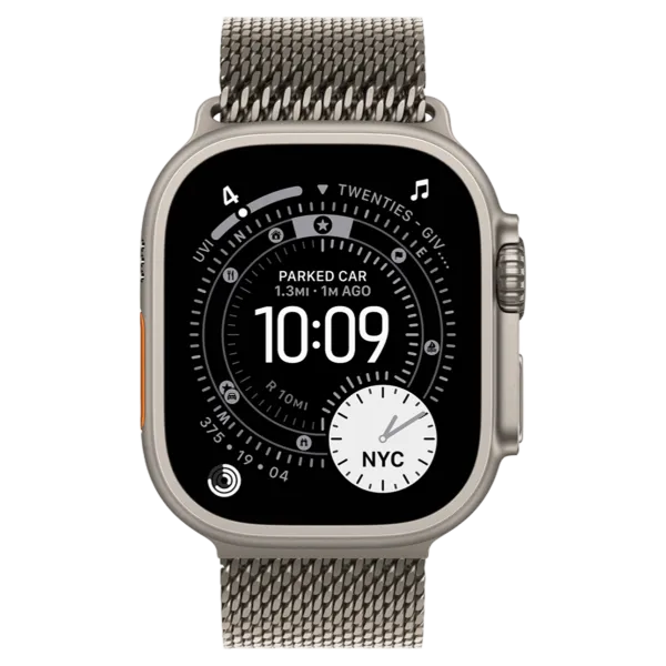 Apple Watch Ultra 3 GPS + Cellular 49mm Natural Titanium Case with Natural Titanium Milanese Loop - Large