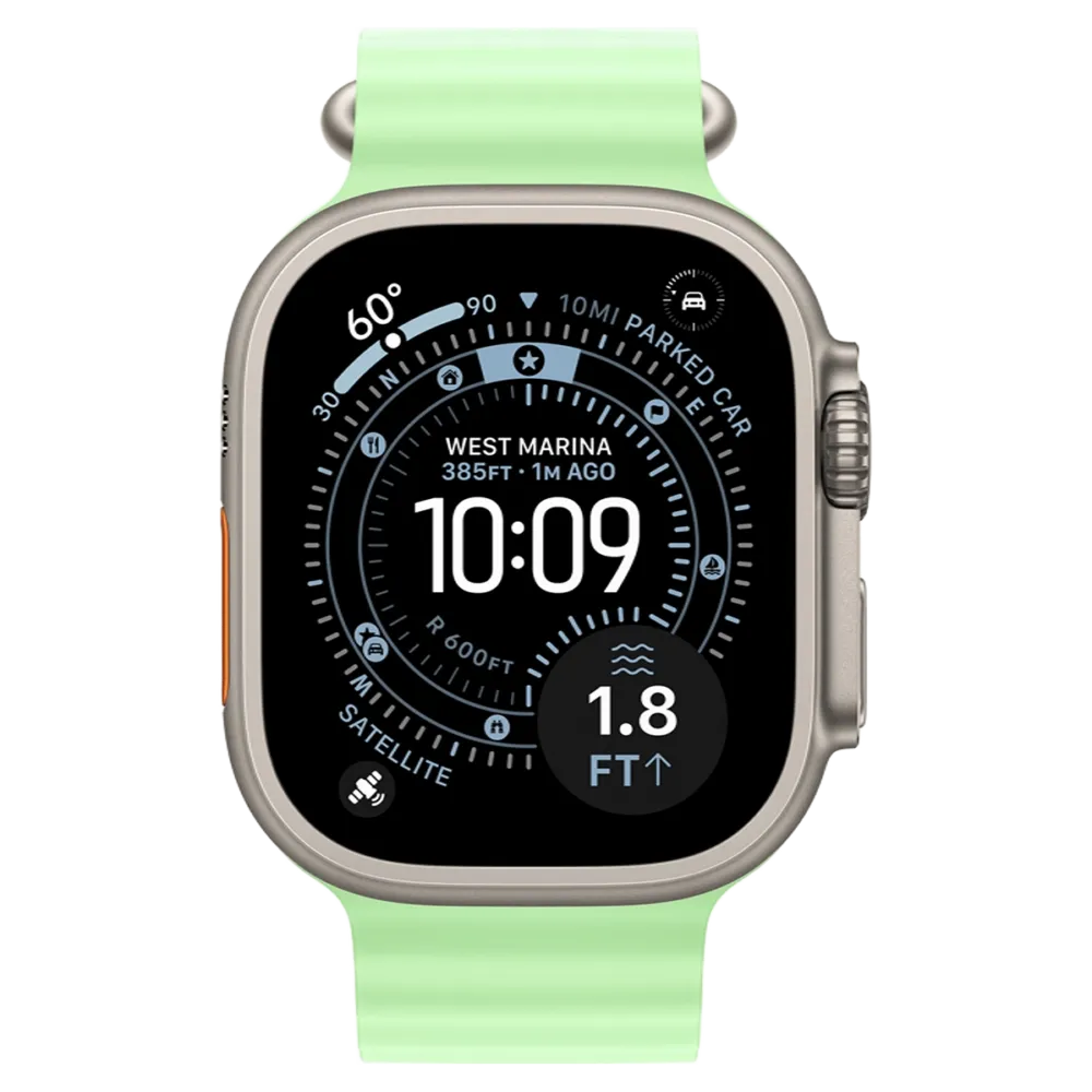 Apple Watch Ultra 3 GPS + Cellular 49mm Natural Titanium Case with Neon Green Ocean Band