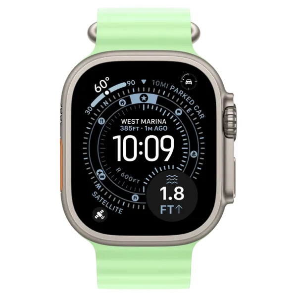 Apple Watch Ultra 3 GPS + Cellular 49mm Natural Titanium Case with Neon Green Ocean Band
