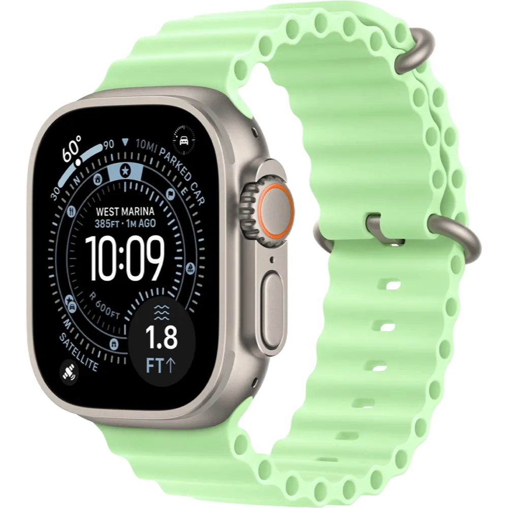 Apple Watch Ultra 3 GPS + Cellular 49mm Natural Titanium Case with Neon Green Ocean Band