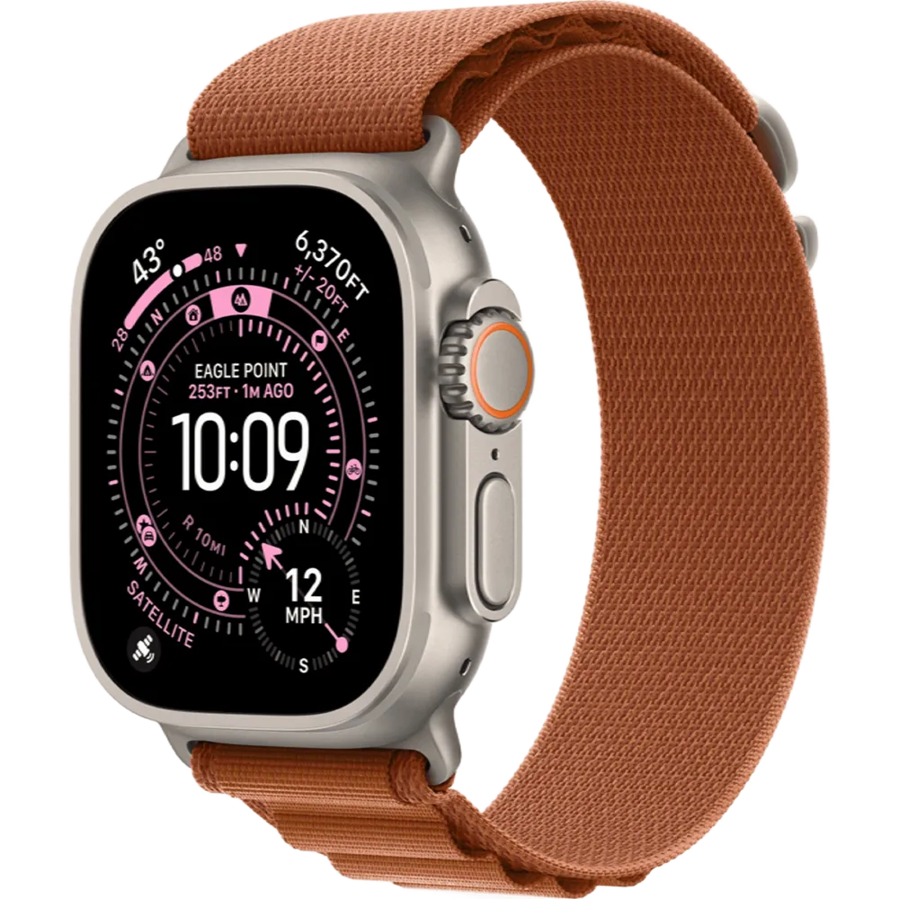 Apple Watch Ultra 3 GPS + Cellular 49mm Natural Titanium Case with Terra Cotta Alpine Loop - Large